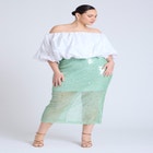  Semi Sheer Sequin Midi Skirt  image number null