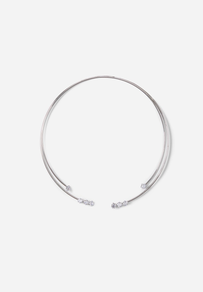 Two Row Cz Wire Collar Necklace image number null
