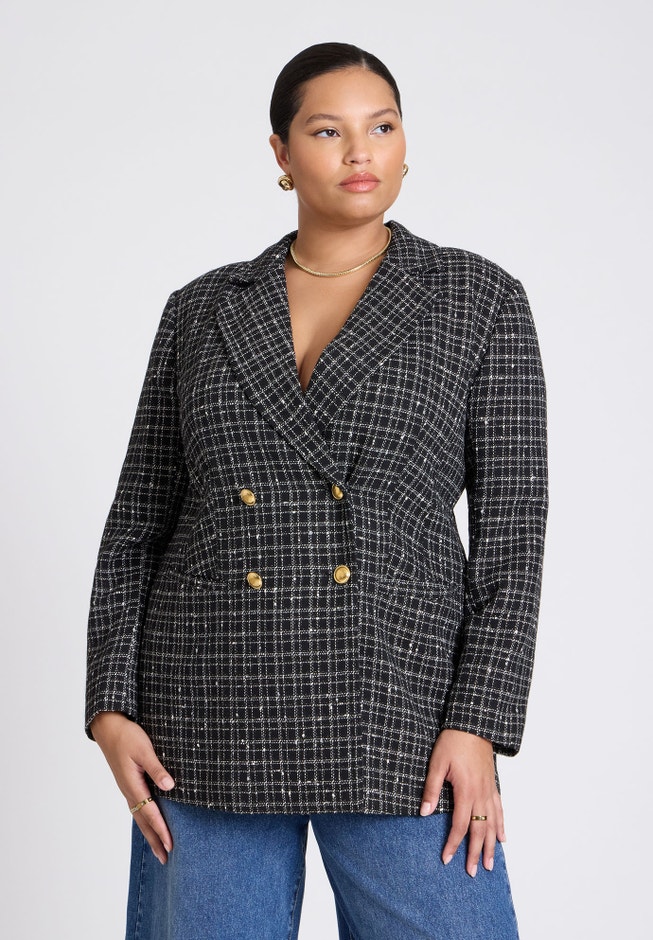 Plaid Tweed Blazer image number 0