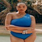 One Shoulder Twist Back Textured Swimsuit image number null