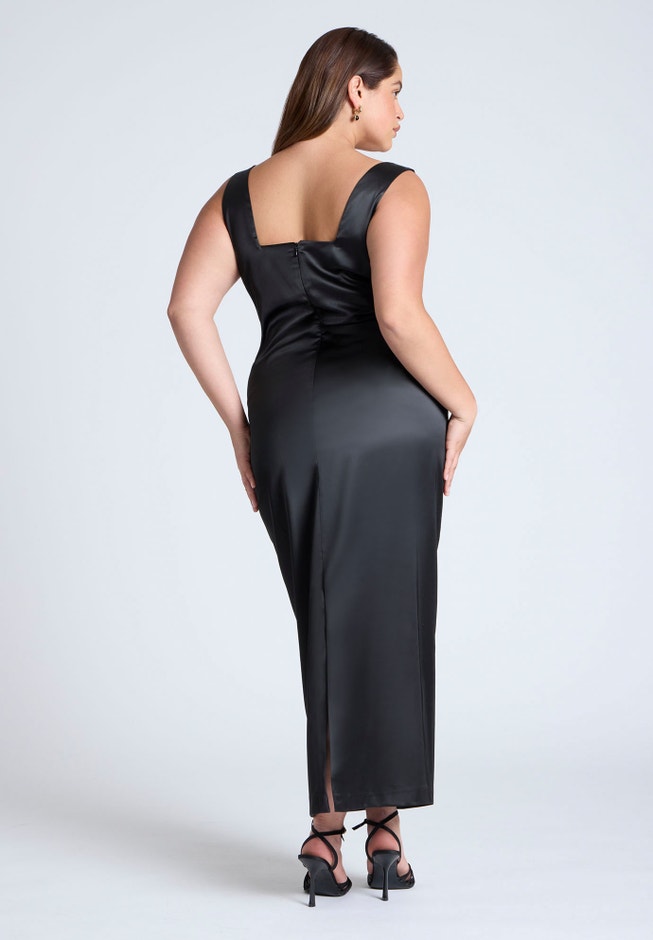 Satin Cup Detail Maxi Dress image number null
