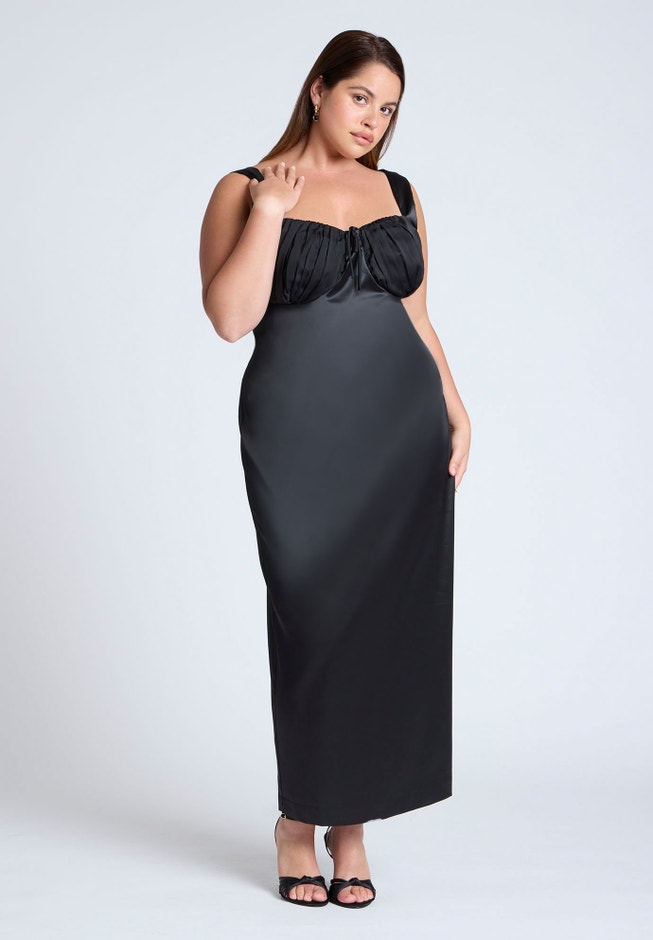 Satin Cup Detail Maxi Dress image number null