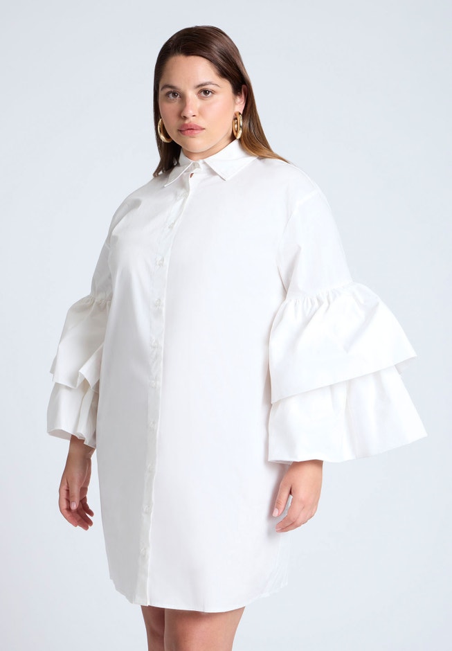 Poplin Ruffle Sleeve Dress image number null