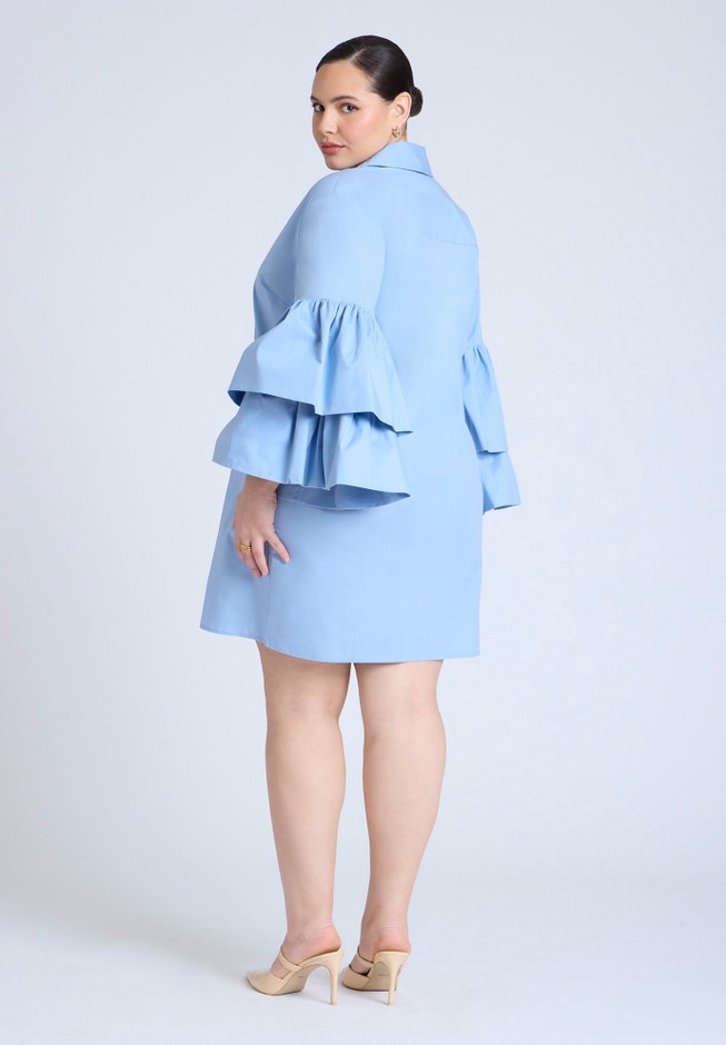 Poplin Ruffle Sleeve Dress image number null