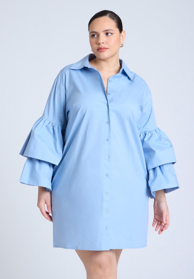 Poplin Ruffle Sleeve Dress image number null