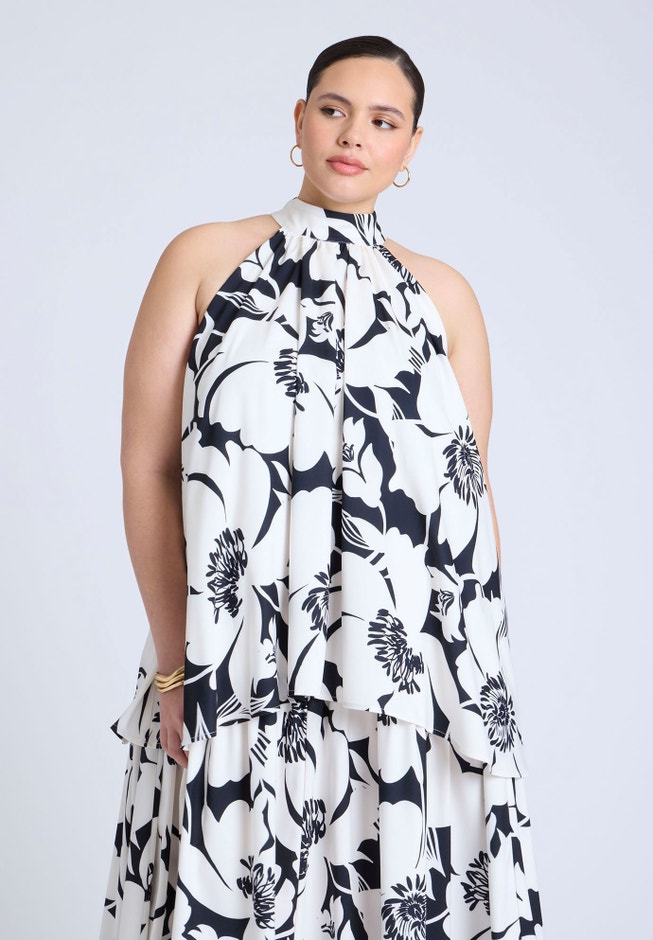  Double Layer Trapeze Maxi Dress  image number 2