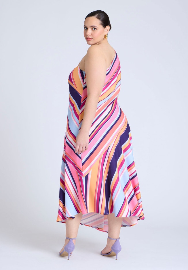 One Shoulder Multi Color Dress image number null
