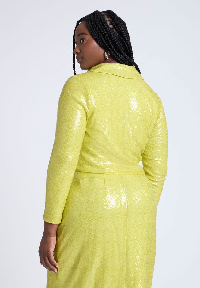 Sequin Wrap Collared Top image number null