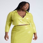  Sequin Wrap Collared Top  image number null