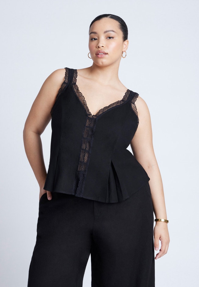 Lace Detail V-Neck Top image number 0