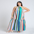 Multi Stripe Trapeze Maxi Dress image number null