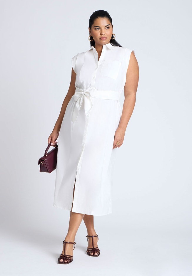 Midi Sleeveless Shirt Dress image number null