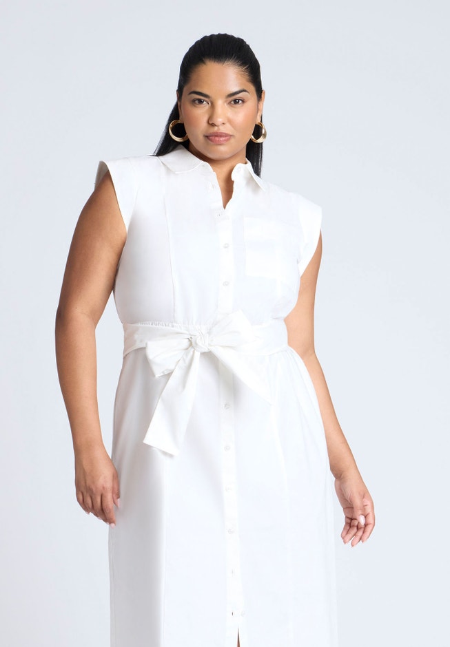 Midi Sleeveless Shirt Dress image number null