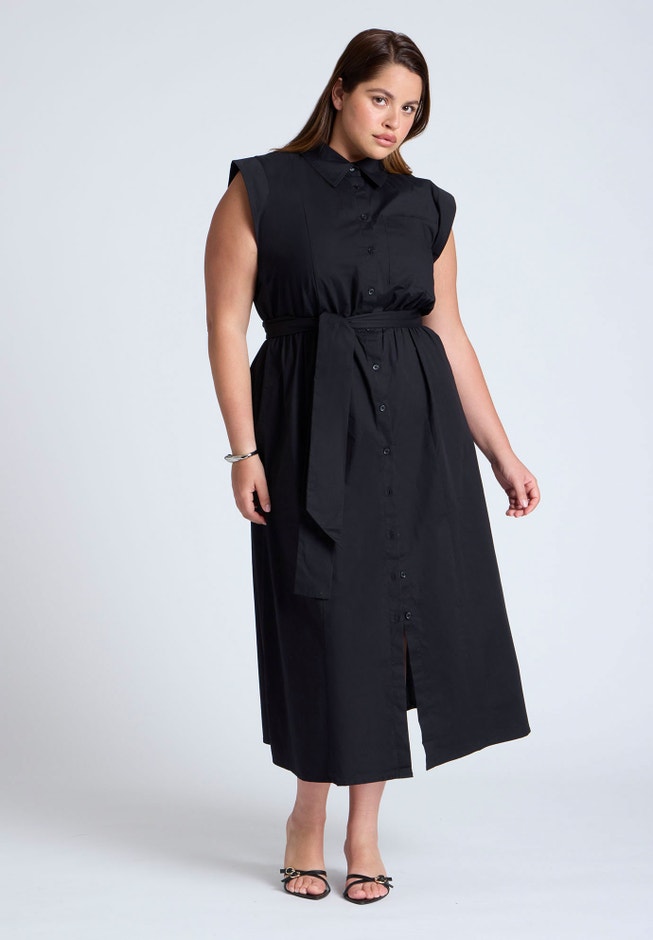 Midi Sleeveless Shirt Dress image number 1