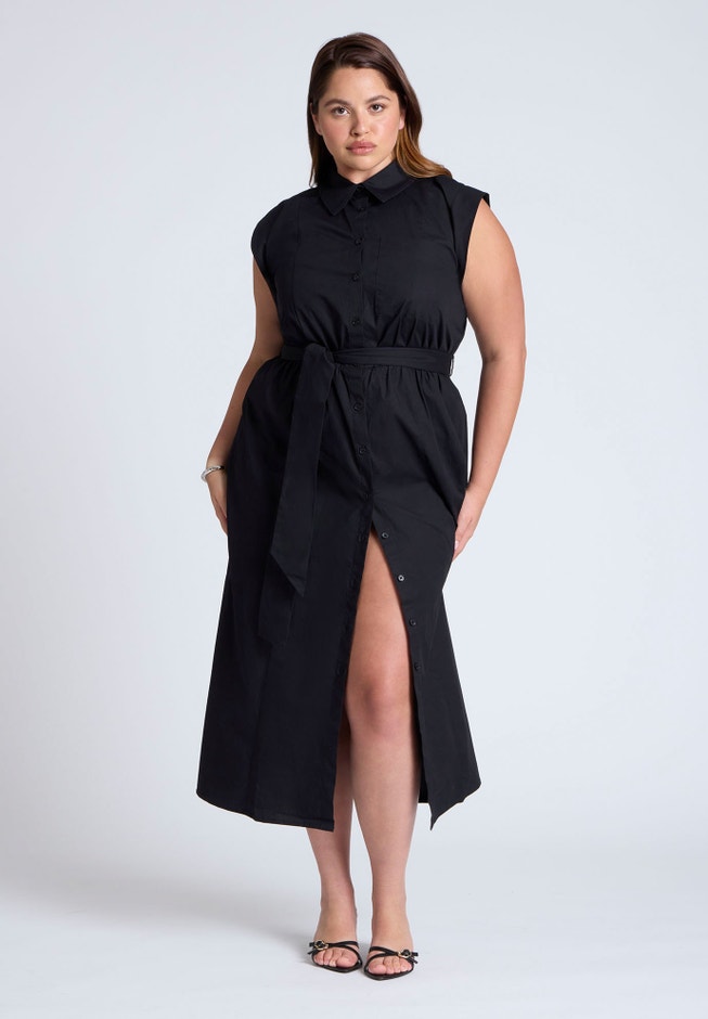 Midi Sleeveless Shirt Dress image number 3