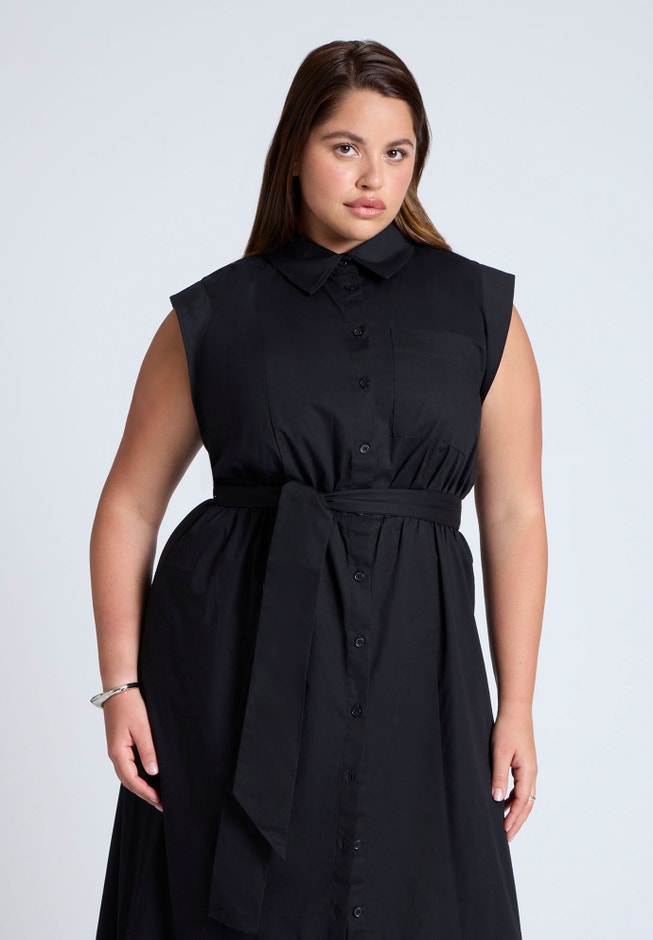 Midi Sleeveless Shirt Dress image number 4