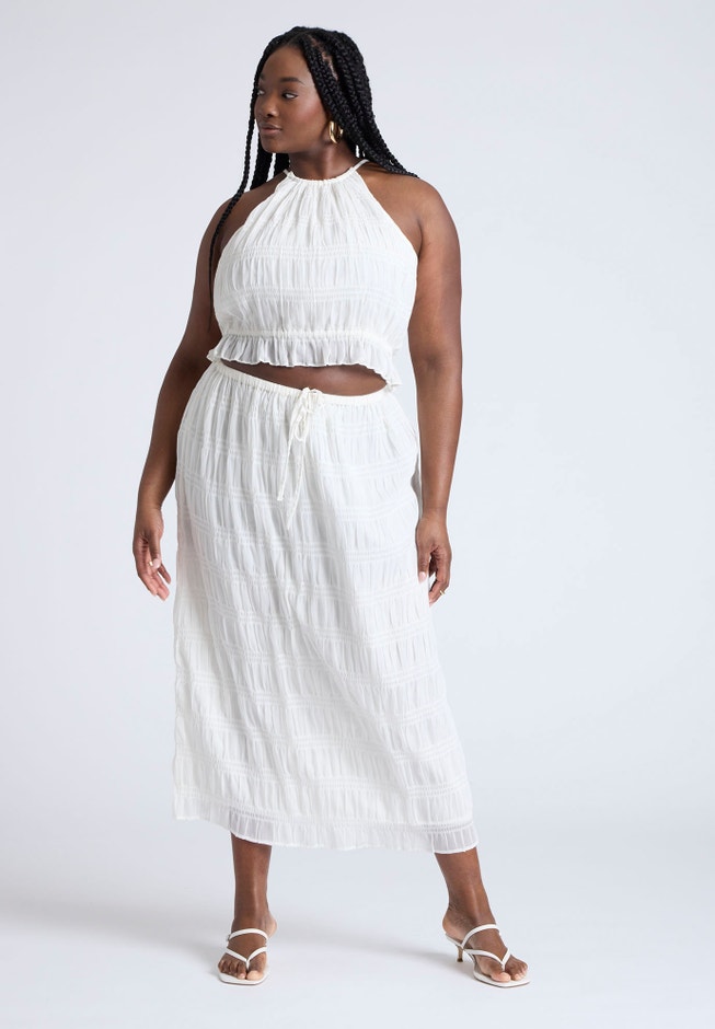 Ruched Tiered Maxi Skirt image number null