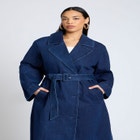 Denim Belted Trench Coat image number null