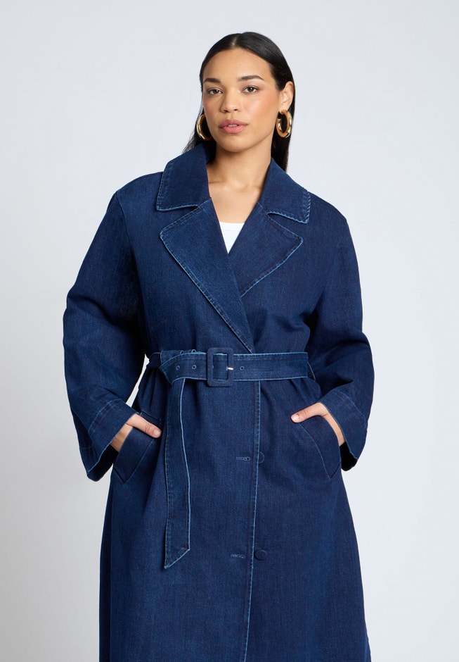 Denim Belted Trench Coat image number 3
