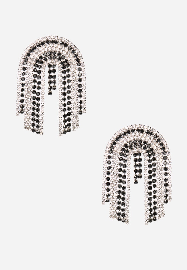 Silver And Black Rainbow Dangle Earrings image number null