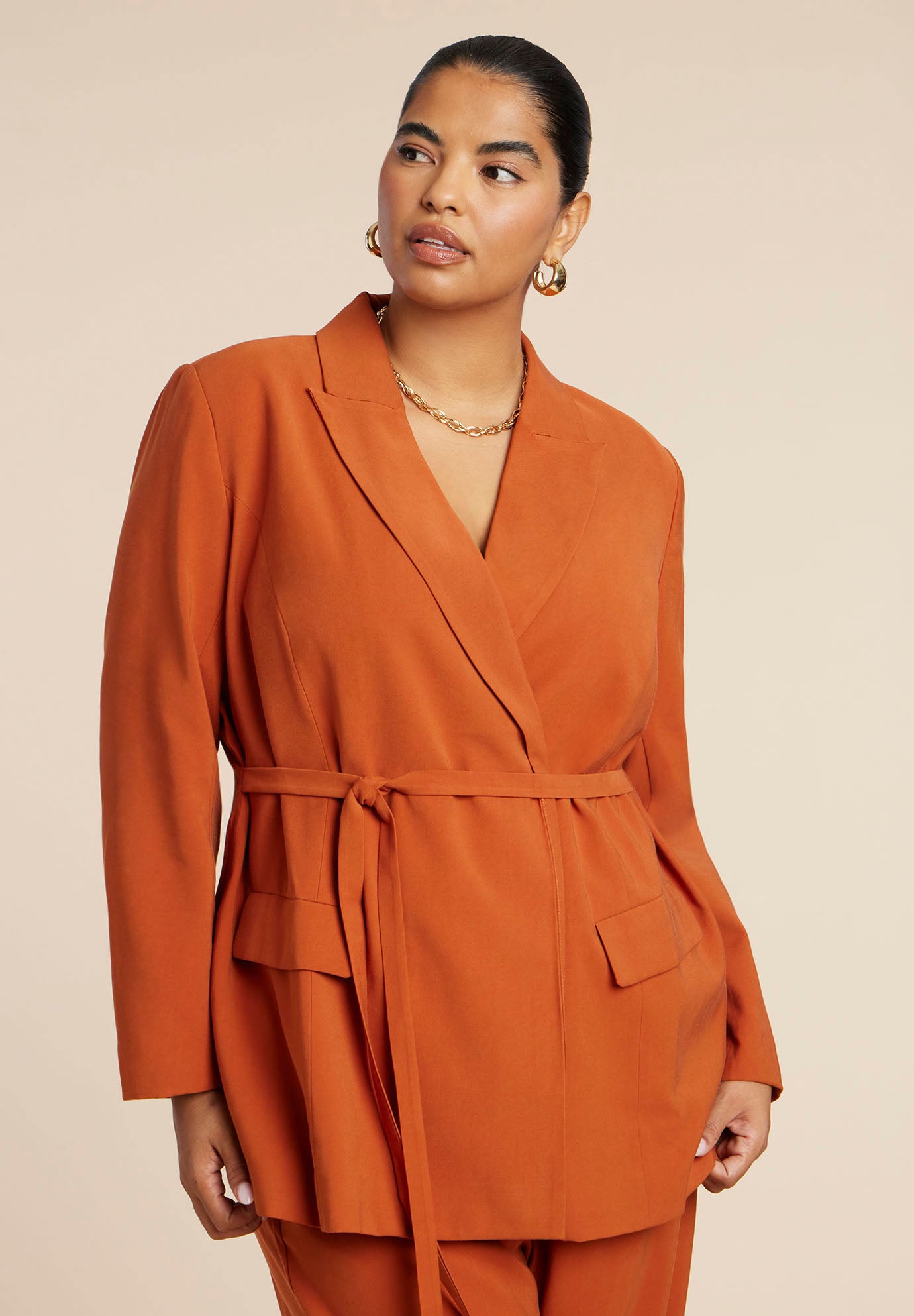 Tie Waist Soft Suiting Blazer image number 1