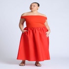 Boat Neck Mixed Fabric Dress image number null