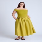 Boat Neck Mixed Fabric Dress image number null