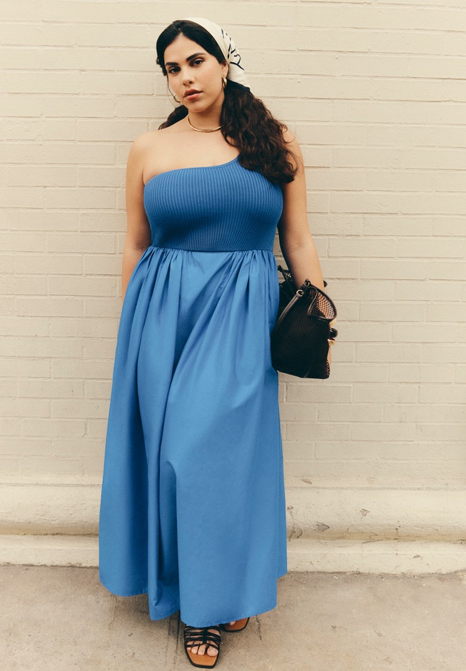 Sweater Bodice Poplin Dress | ELOQUII Sweater Bodice Poplin Dress | ELOQUII
