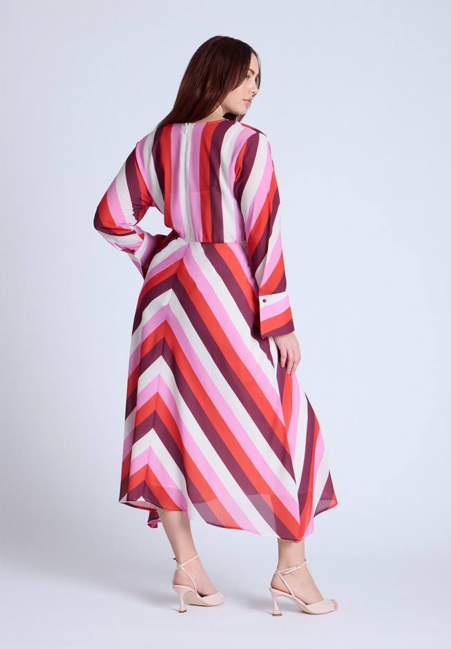 Twist Bodice Stripe Midi Dress image number null