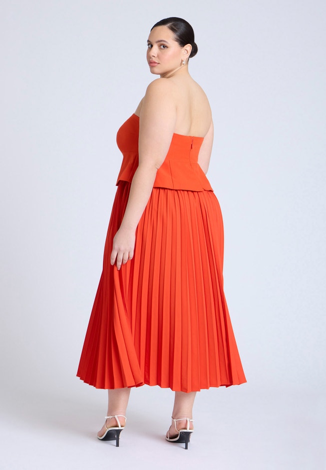 Strapless Pleated Midi Dress image number 2