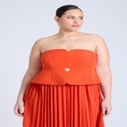 Strapless Pleated Midi Dress image number null