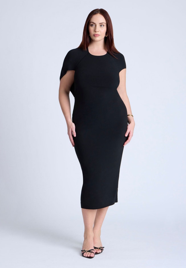 Cutout Back Midi Dress | ELOQUII Cutout Back Midi Dress | ELOQUII