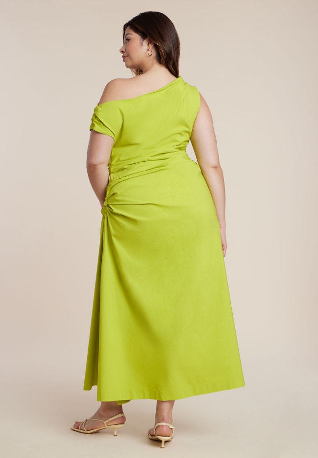 Plus Size Women's One Shoulder Maxi Dress by ELOQUII in Fragile Sprout (Size 28) Plus Size Women's One Shoulder Maxi Dress by ELOQUII in Fragile Sprout (Size 28)