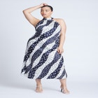 High Neck Bias Printed Maxi Dress image number null