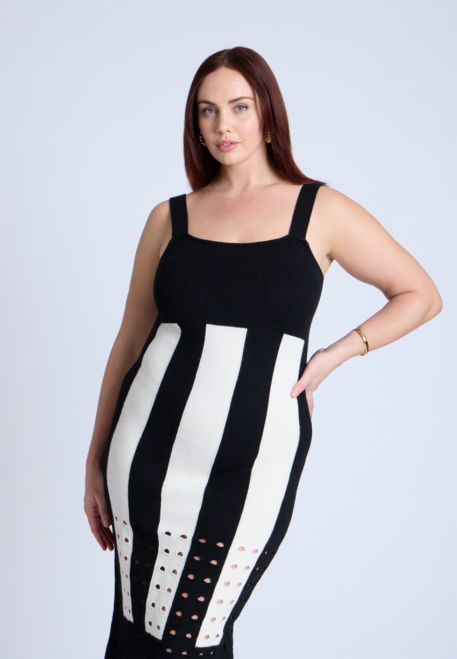 Sweater Stripe Dress image number null