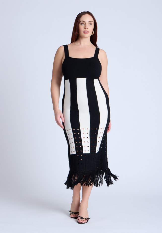 Sweater Stripe Dress image number null