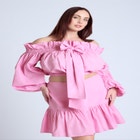 Bubble Sleeve Crop Top image number null