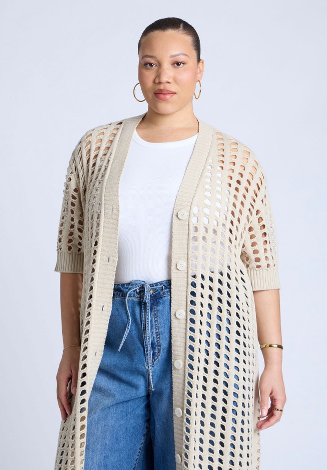 Open Stitch Cardigan Duster image number 2