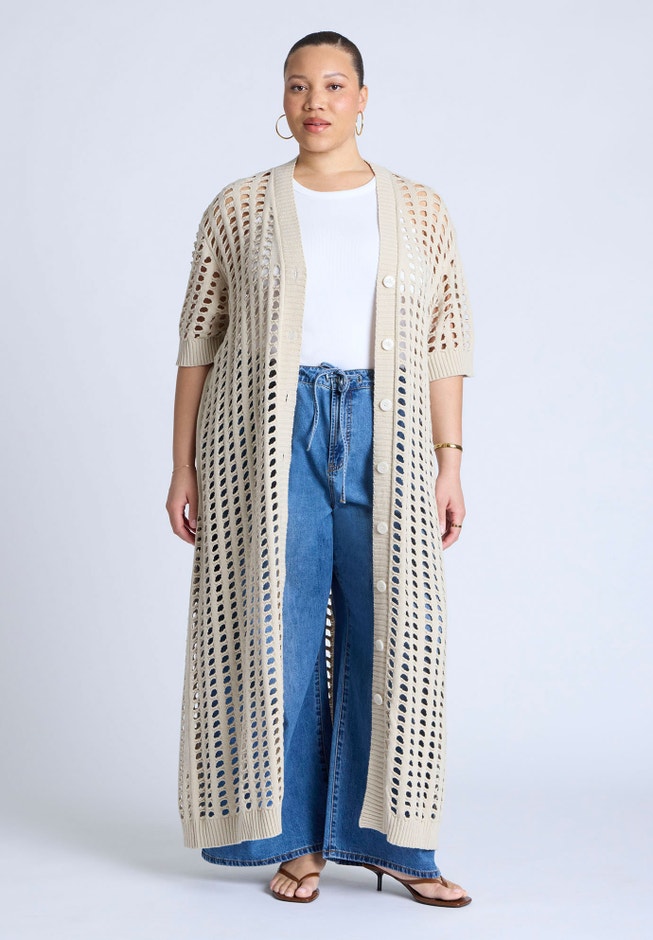 Open Stitch Cardigan Duster image number 0
