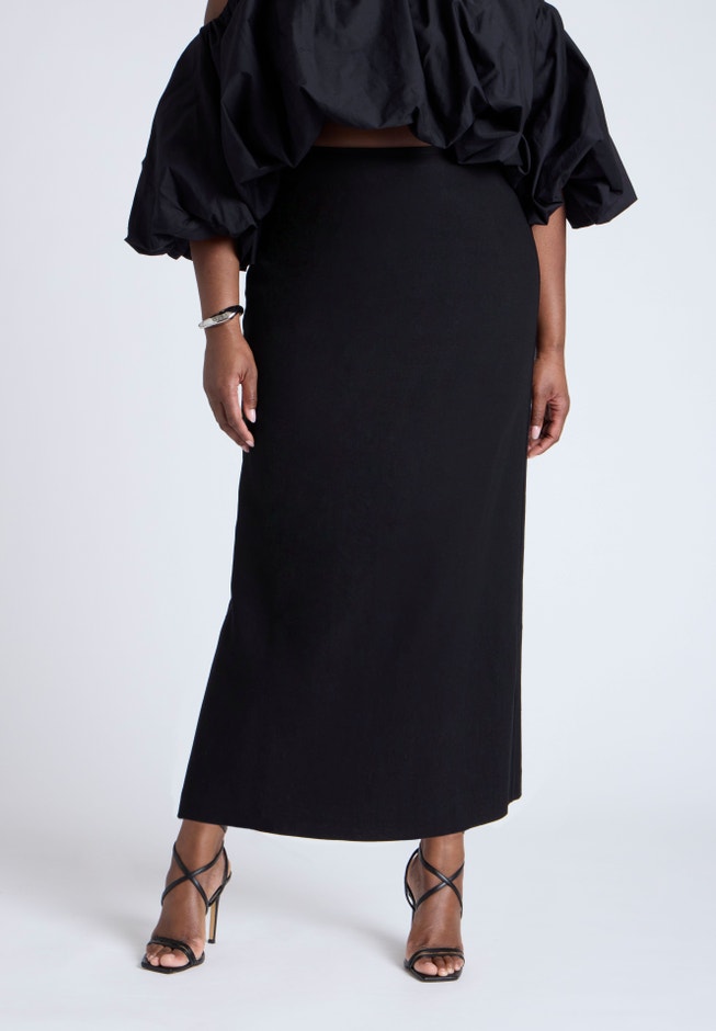 Linen Blend Column Skirt  image number 1