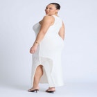 Sweater Dress With Open Stitch & Cutouts image number null