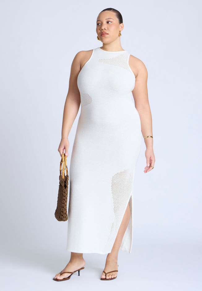 Sweater Dress With Open Stitch & Cutouts image number null