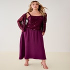 Plus-Size 2 Piece Long Sleeve Embellished Lace Jacket and Full Gown image number null
