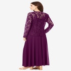 Plus-Size 2 Piece Long Sleeve Embellished Lace Jacket and Full Gown image number null