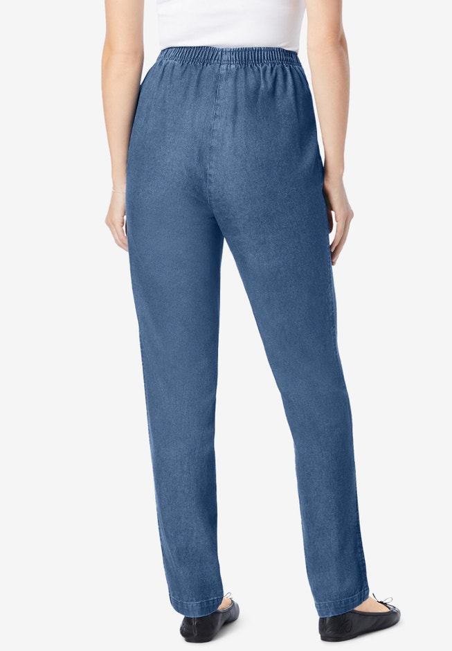 7-Day Straight-Leg Elastic-Waist Cotton Denim Pant image number 1