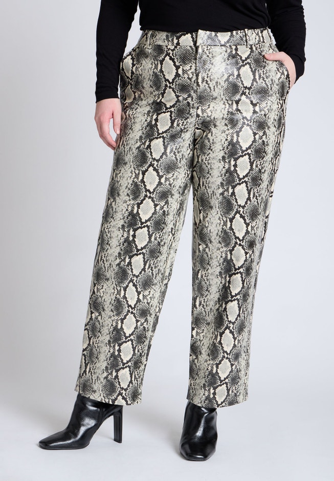 Snake Faux Leather Straight Leg Pant image number null