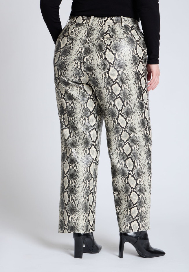 Snake Faux Leather Straight Leg Pant image number null