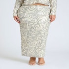 Printed Sequin Maxi Skirt image number null