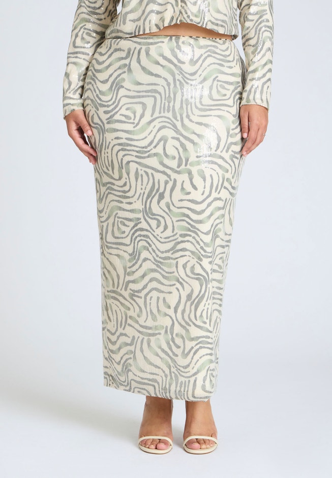 Printed Sequin Maxi Skirt image number 2