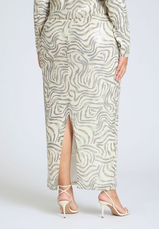 Printed Sequin Maxi Skirt image number 3